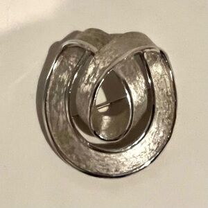 Vintage Silver Tone Swirlng Design Metal Brooch / Pin Jewelry by Trifari